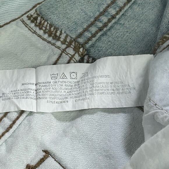 YMI Color Block Shorts Women Size 31  High Rise Two Tone Blue Frayed Hem Denim - Picture 6 of 11